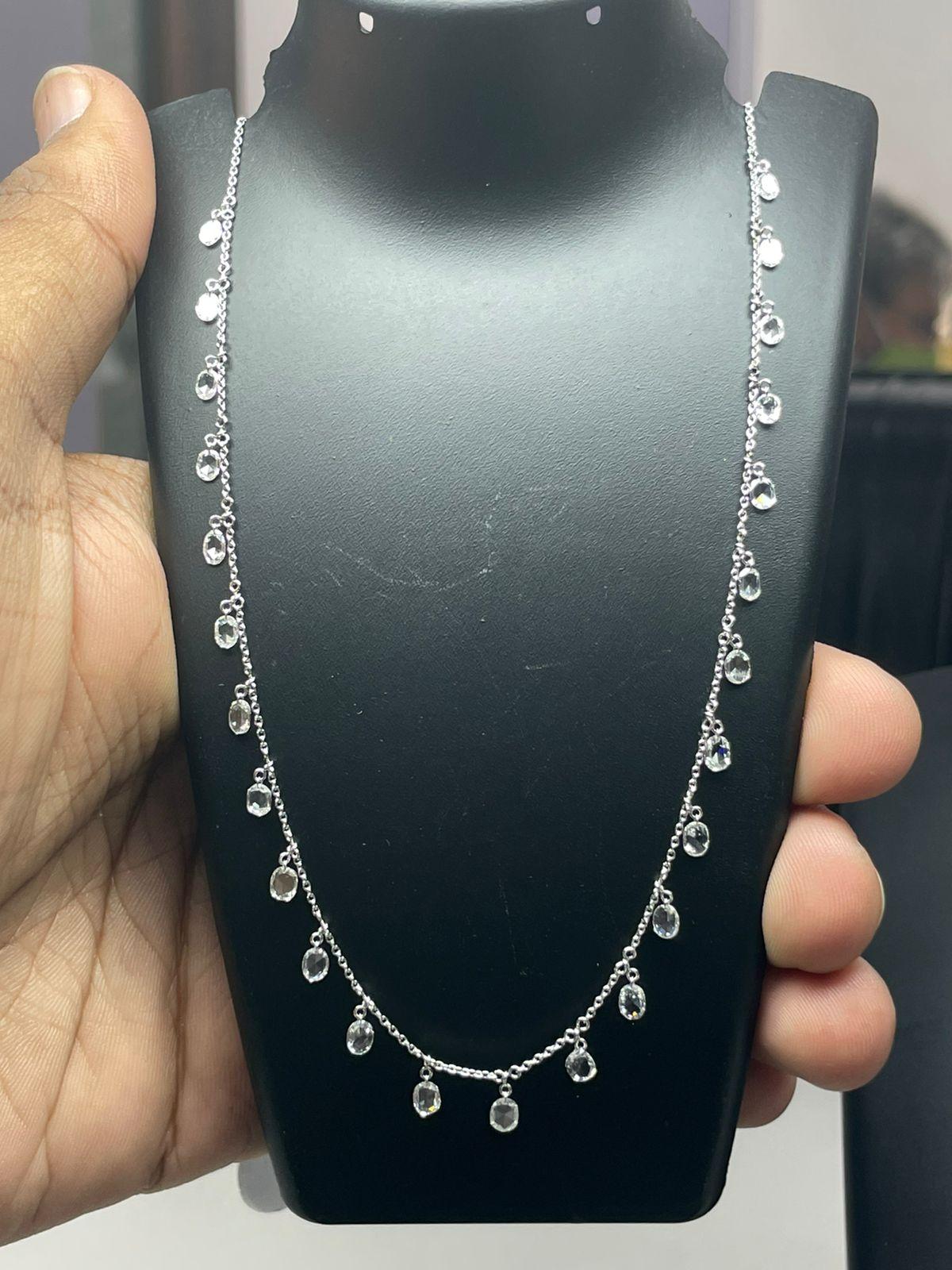 PANIM Rosecut Oval Diamond Circles Necklace in 18 Karat Gold For Sale 4
