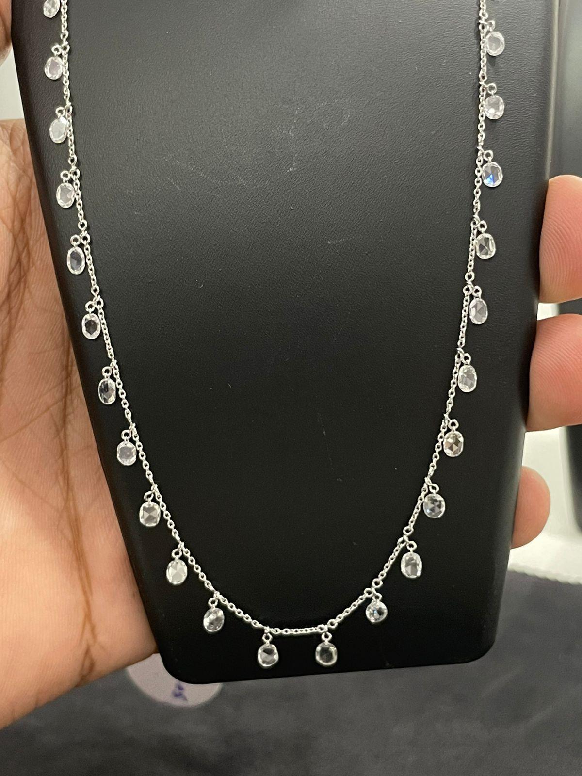 PANIM Rosecut Oval Diamond Circles Necklace in 18 Karat Gold For Sale 5