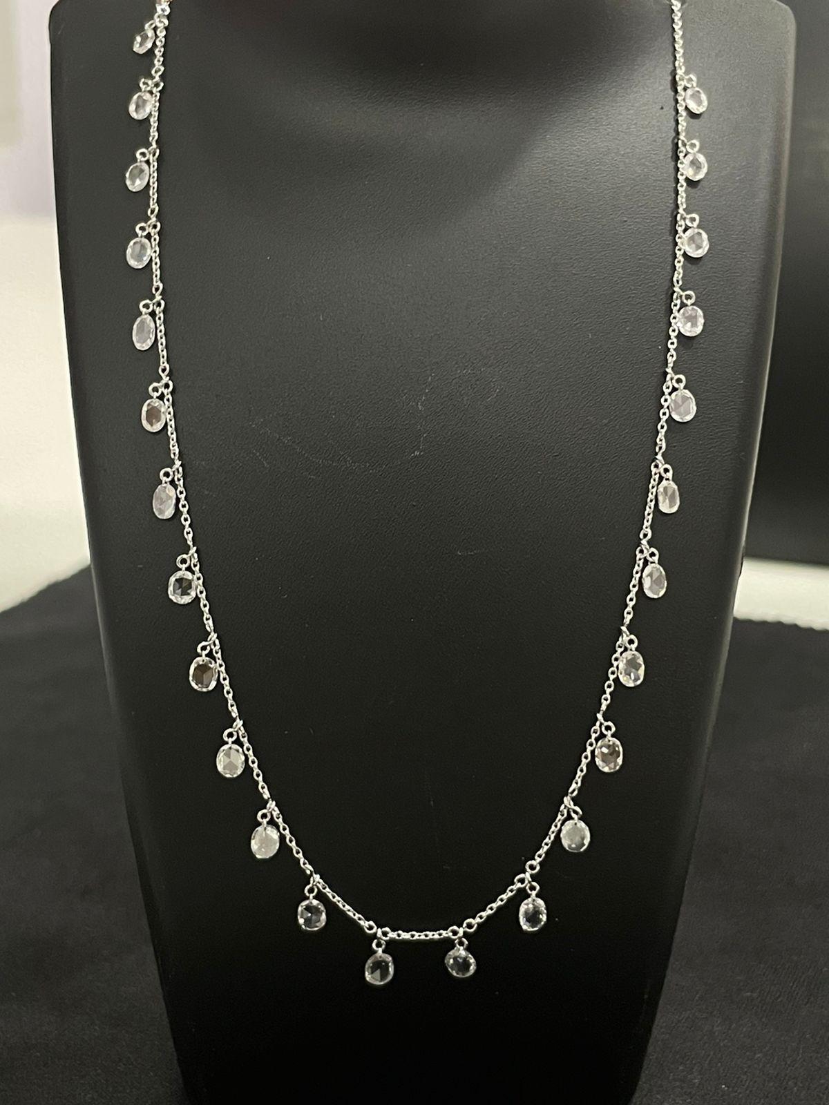 PANIM Rosecut Oval Diamond Circles Necklace in 18 KaraT Gold

A day to day wear styled similar to diamond by the yard patter 18K White Gold with perfectly crafted 10pcs of Rosecut diamond weight upto 
Diamonds are of top collection quality of D-G