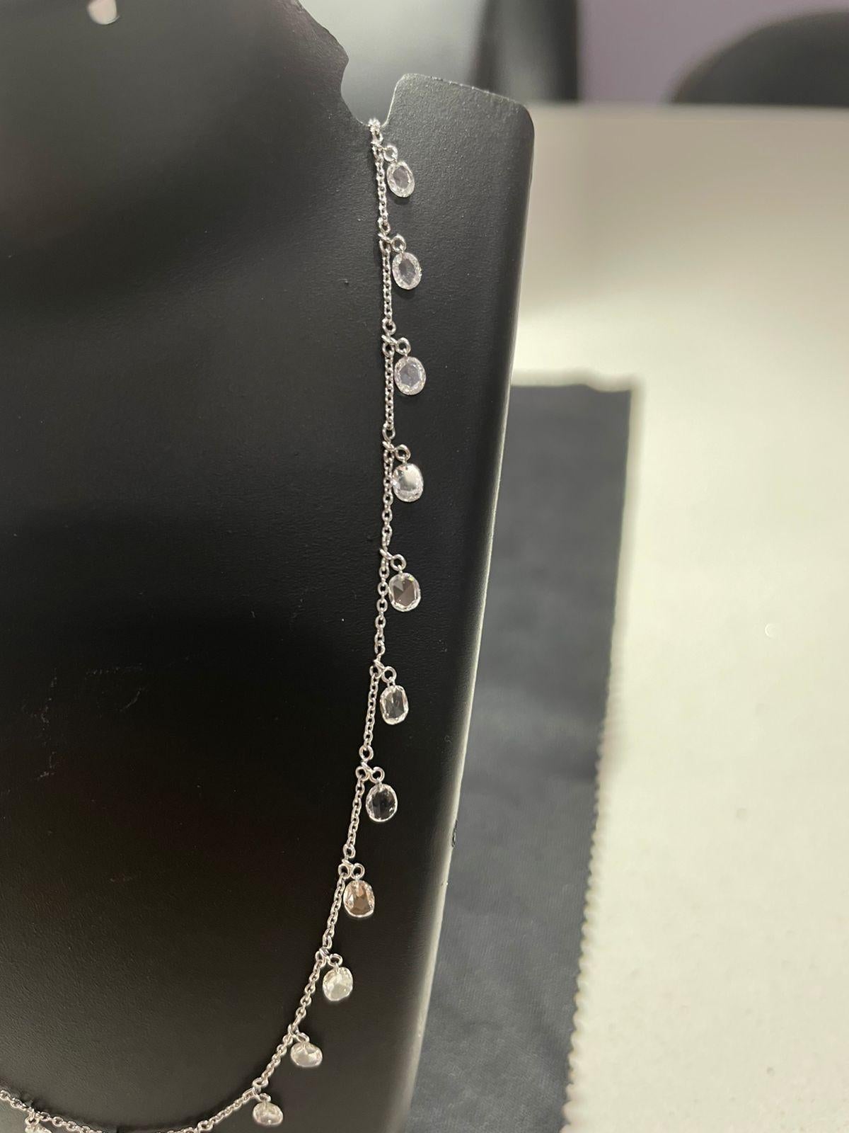 Rose Cut PANIM Rosecut Oval Diamond Circles Necklace in 18 Karat Gold For Sale