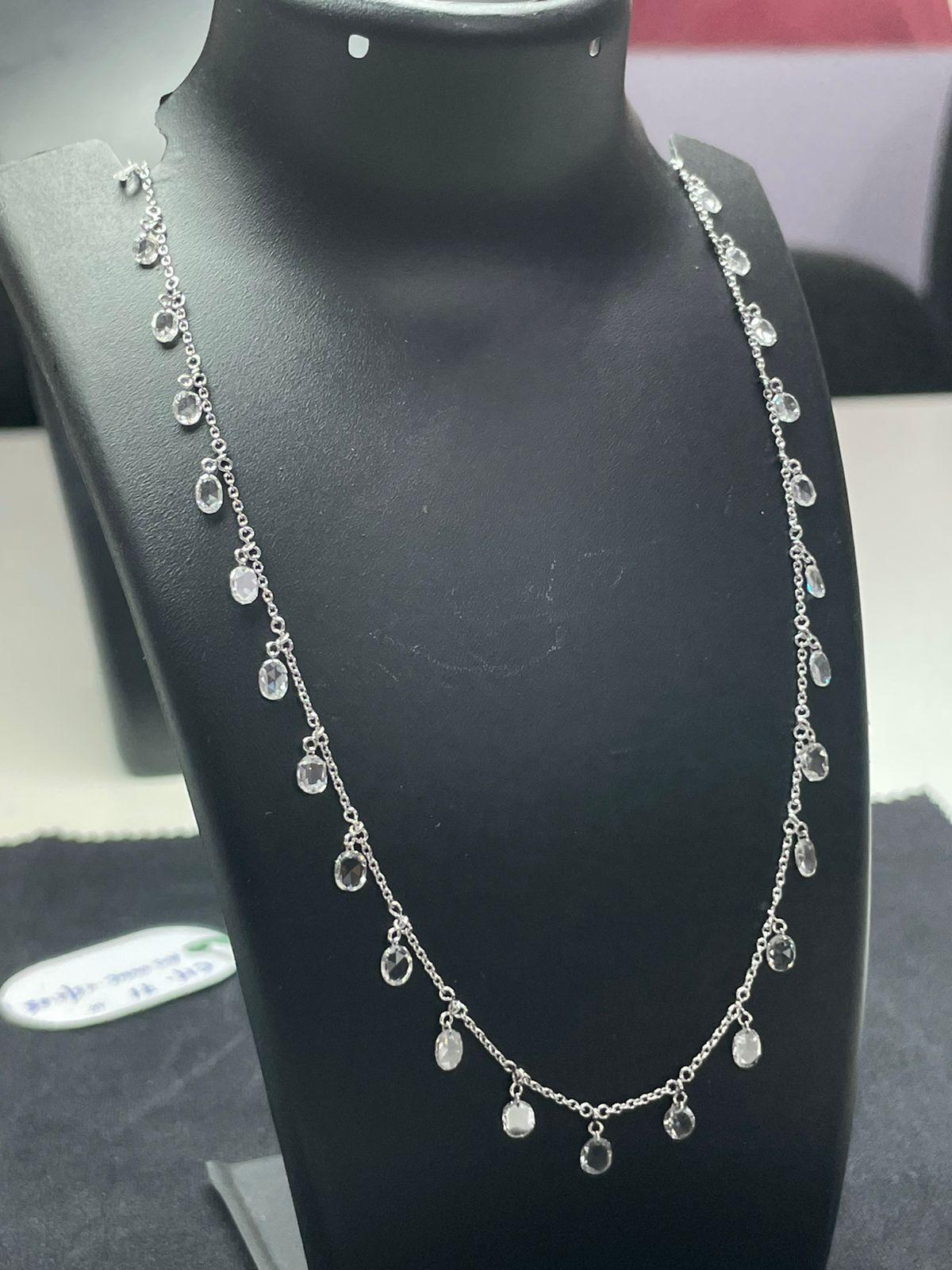 Women's PANIM Rosecut Oval Diamond Circles Necklace in 18 Karat Gold For Sale