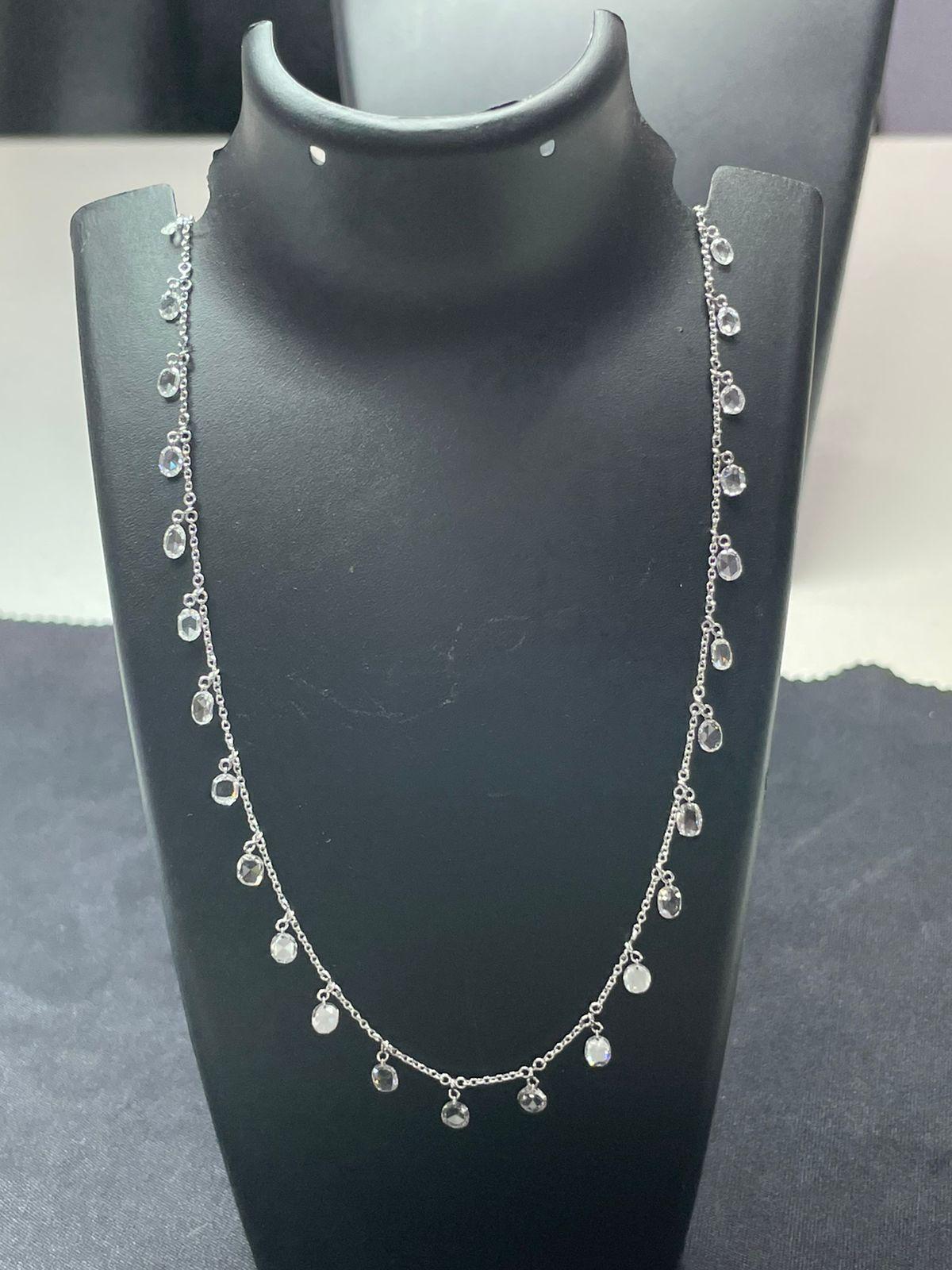 PANIM Rosecut Oval Diamond Circles Necklace in 18 Karat Gold For Sale 1