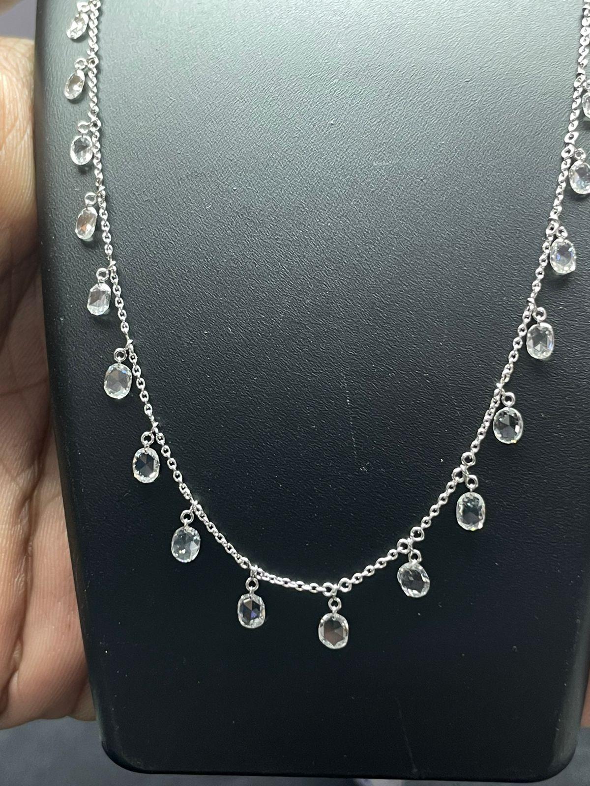 PANIM Rosecut Oval Diamond Circles Necklace in 18 Karat Gold For Sale 2