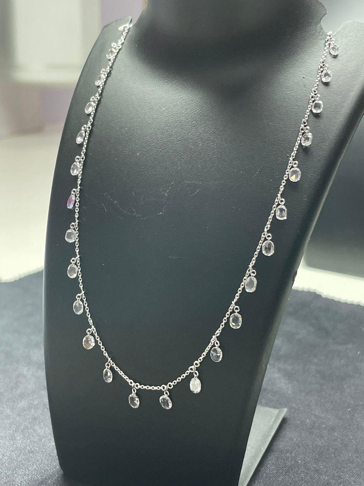 PANIM Rosecut Oval Diamond Circles Necklace in 18 Karat Gold For Sale 3