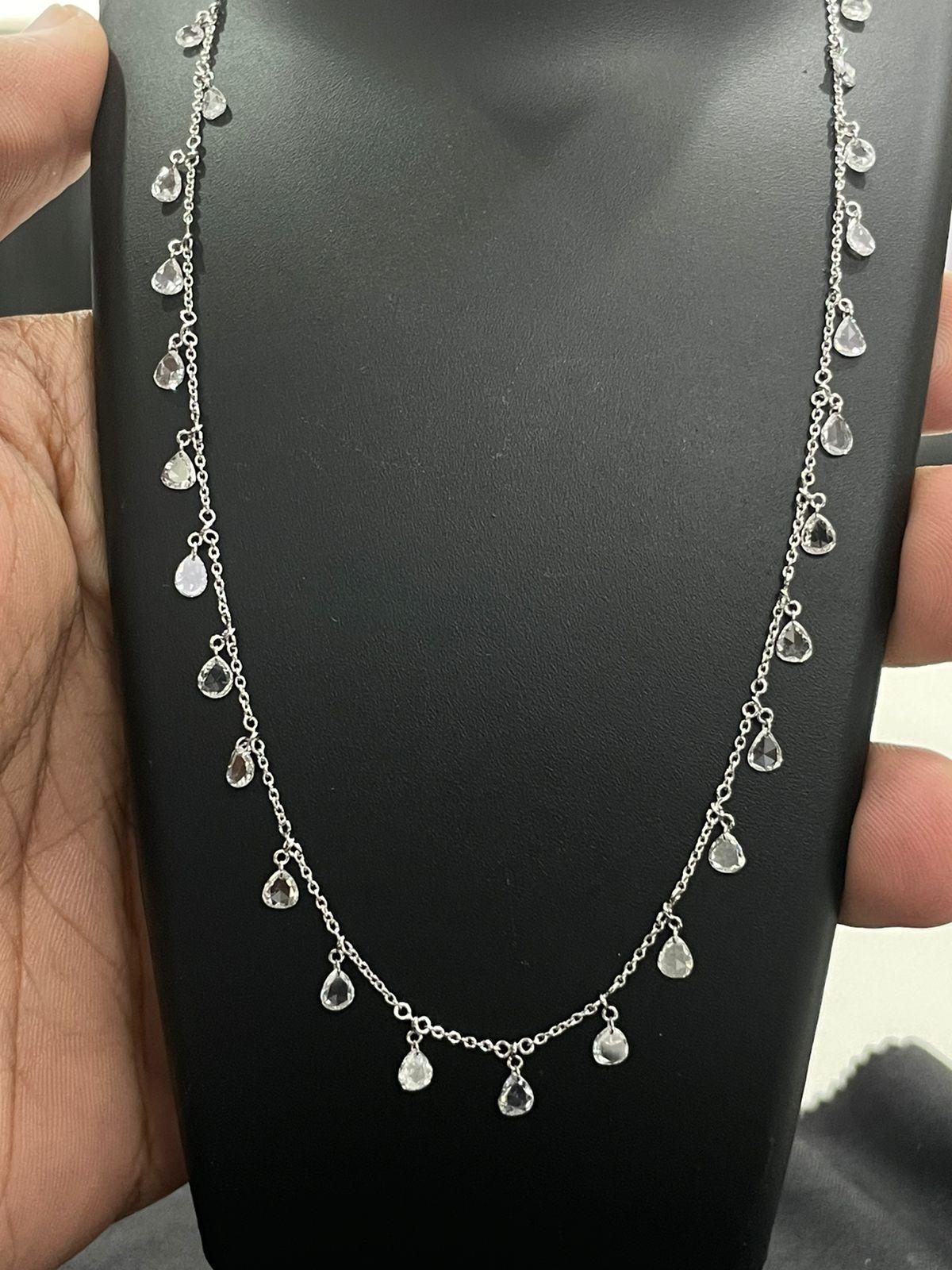 PANIM Rosecut Pear Diamond Circles Necklace in 18 Karat Gold For Sale 3