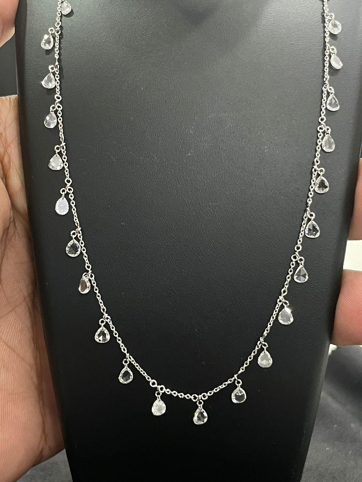 PANIM Rosecut Pear Diamond Circles Necklace in 18 Karat Gold For Sale 5