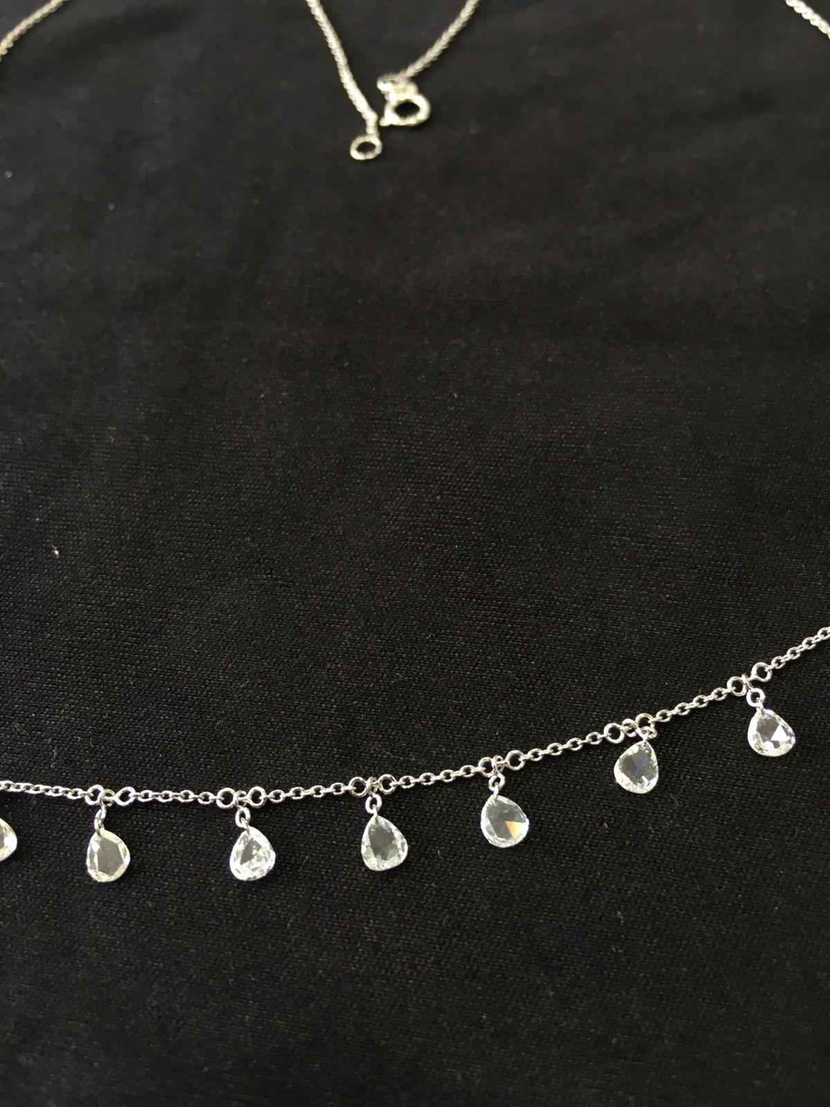 Rose Cut PANIM Rosecut Pear Diamond Circles Necklace in 18 Karat Gold For Sale