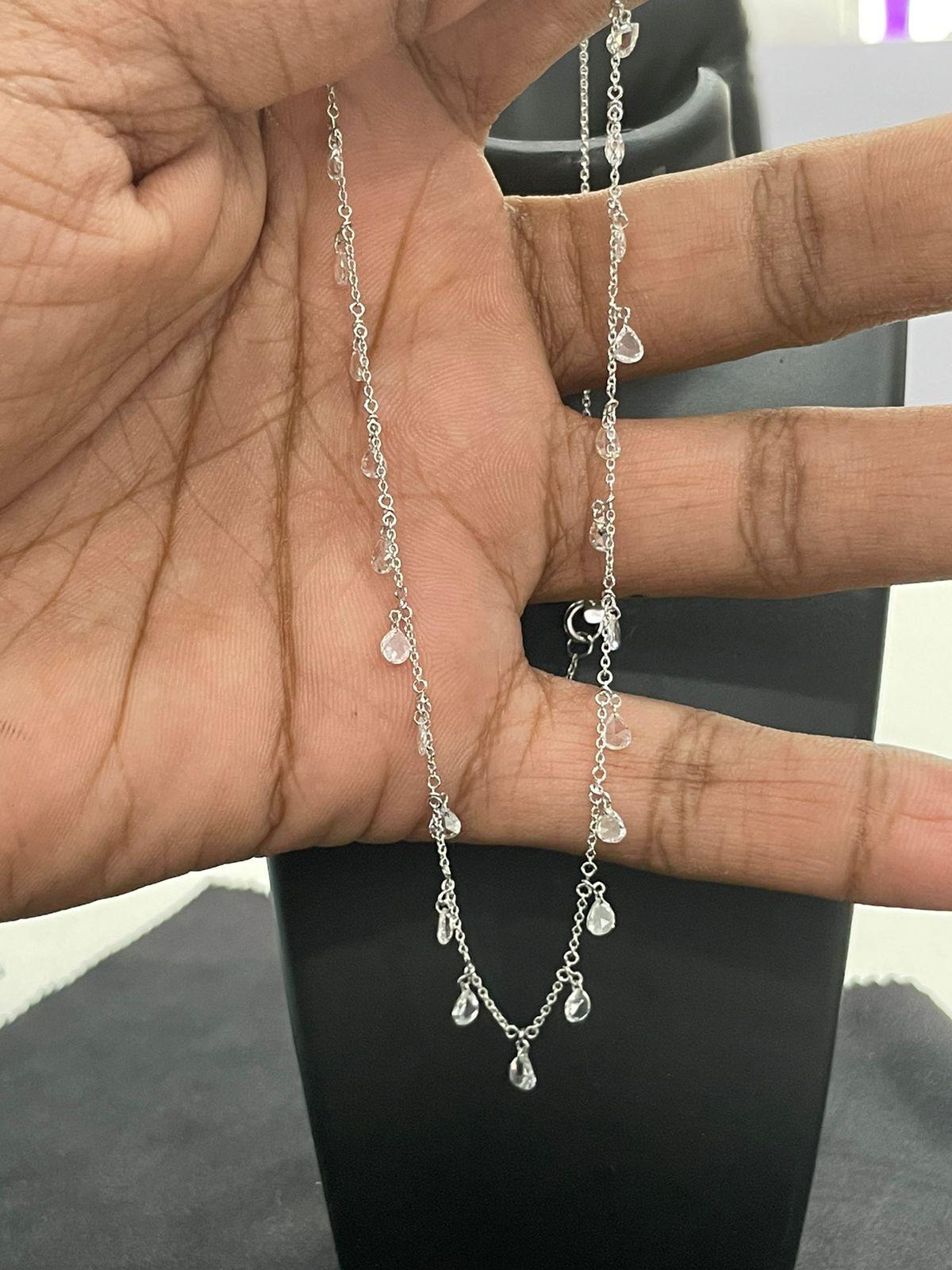 Women's PANIM Rosecut Pear Diamond Circles Necklace in 18 Karat Gold For Sale