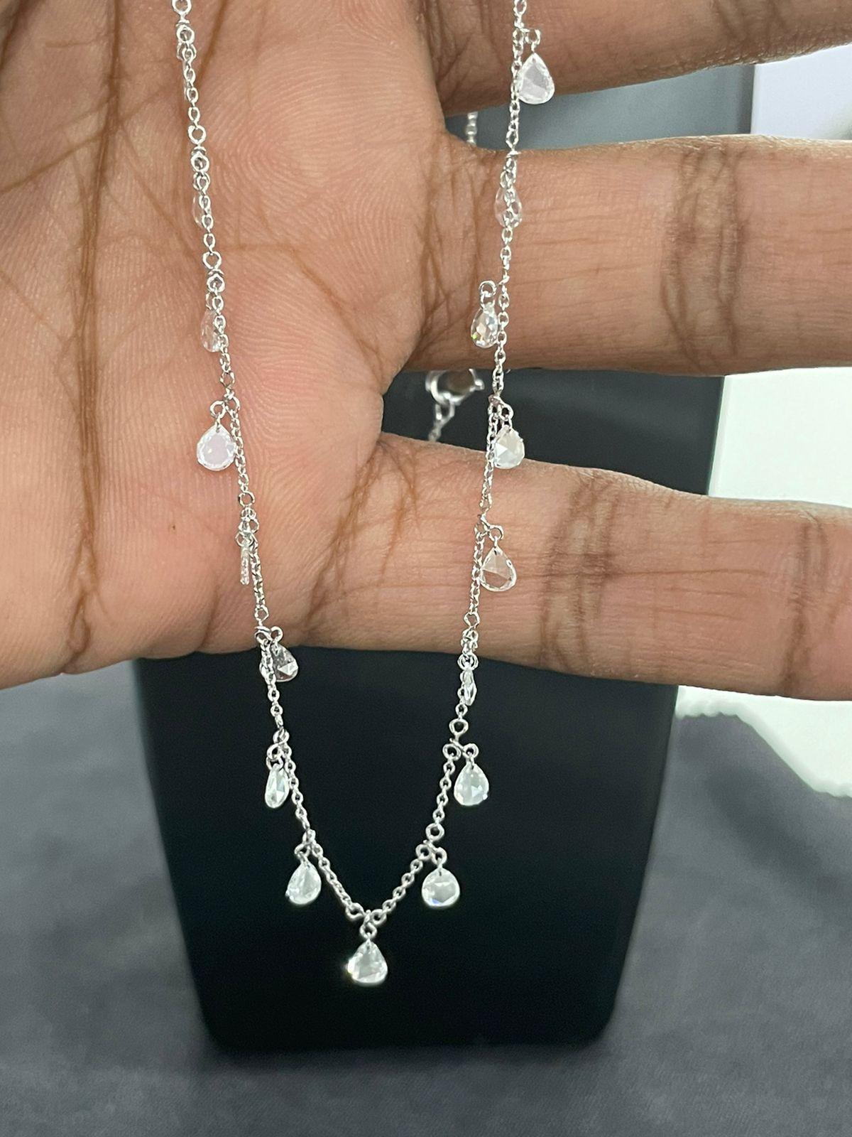 Collana PANIM Rosecut con cerchi di diamanti a forma di pera in oro 18 carati in vendita 2