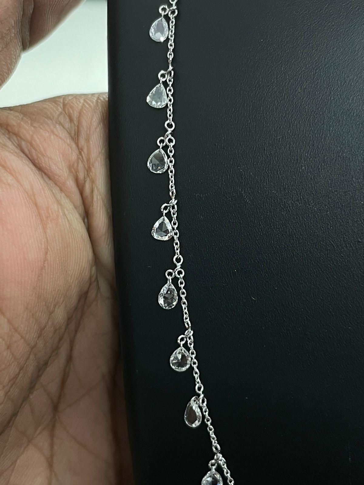 PANIM Rosecut Pear Diamond Circles Necklace in 18 Karat Gold For Sale 2