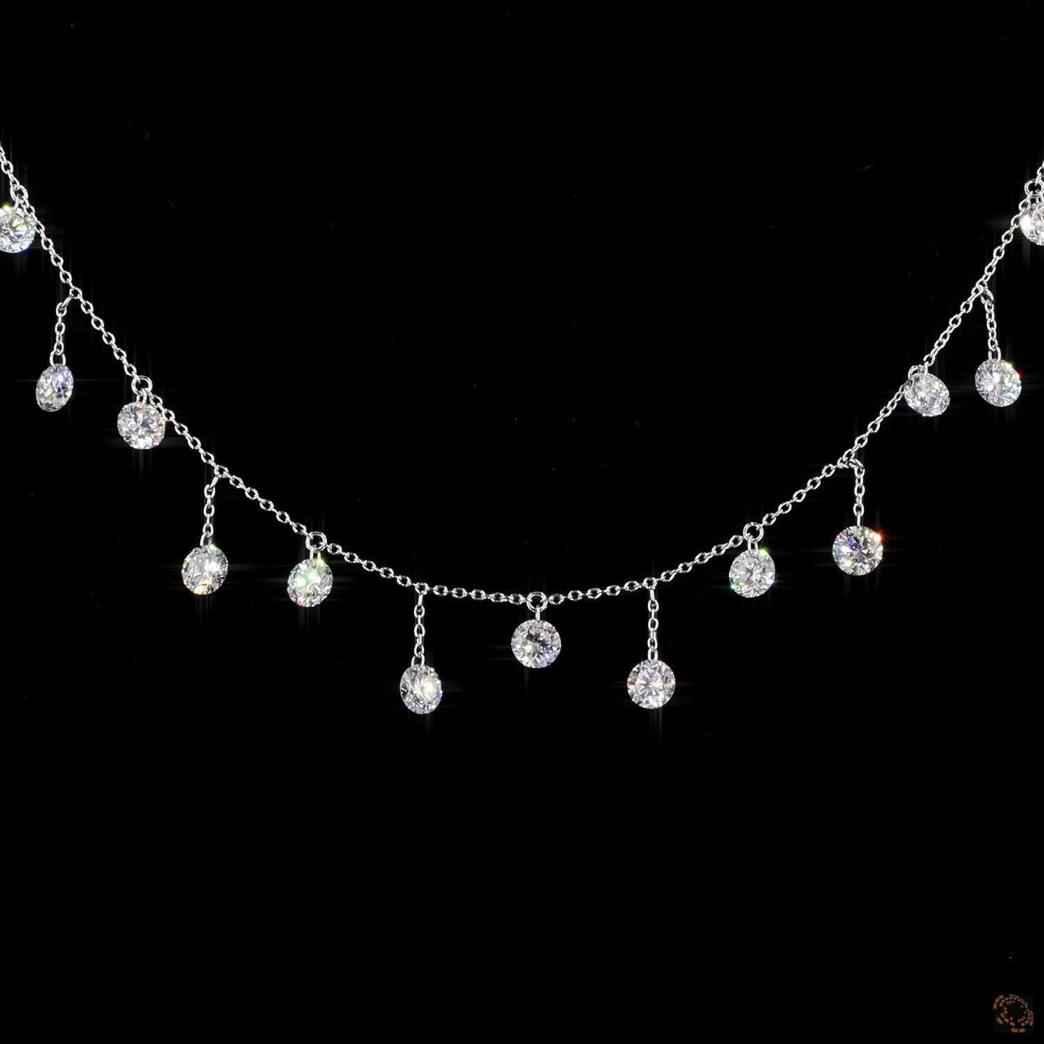 Modern PANIM Round Dangling Necklace in 18K White Gold For Sale