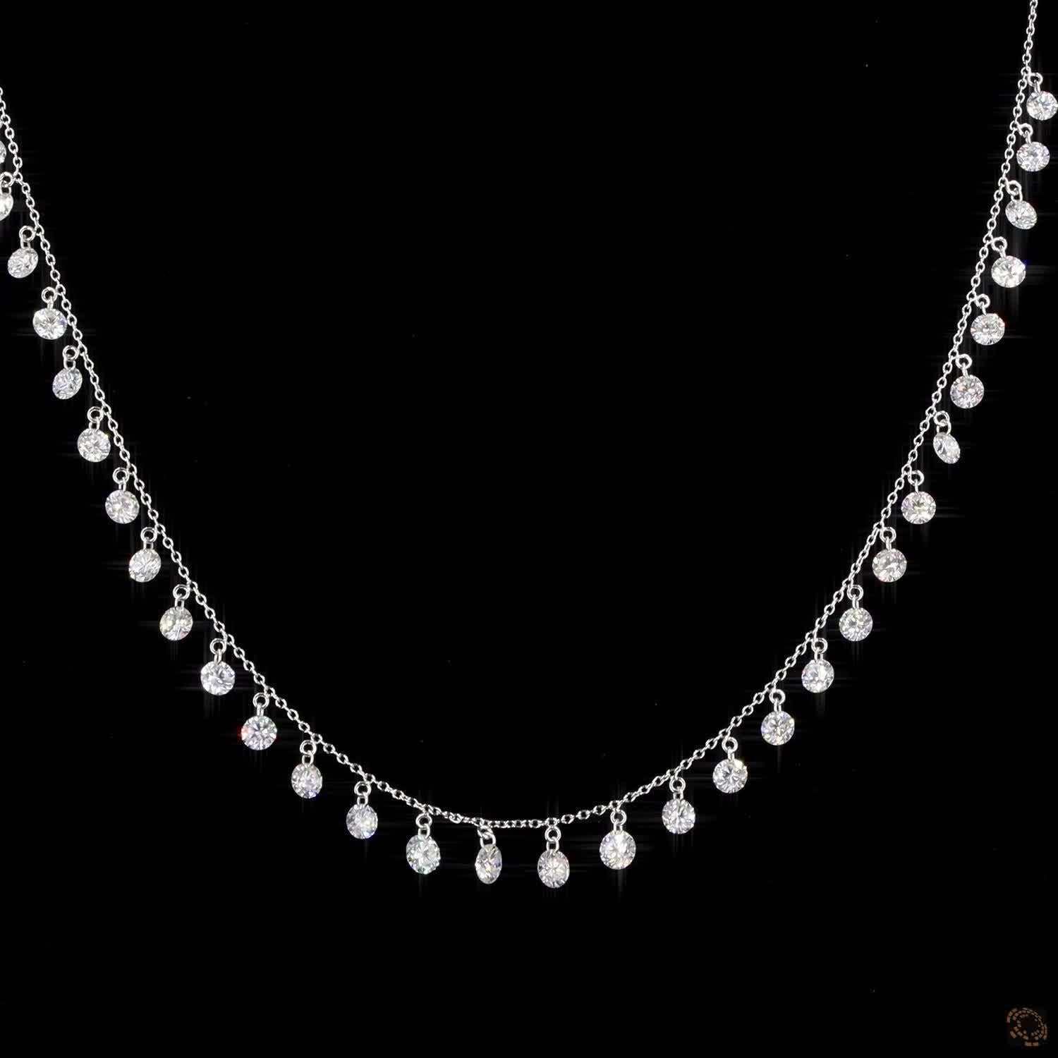 Women's PANIM Round Dangling Necklace in 18K White Gold For Sale