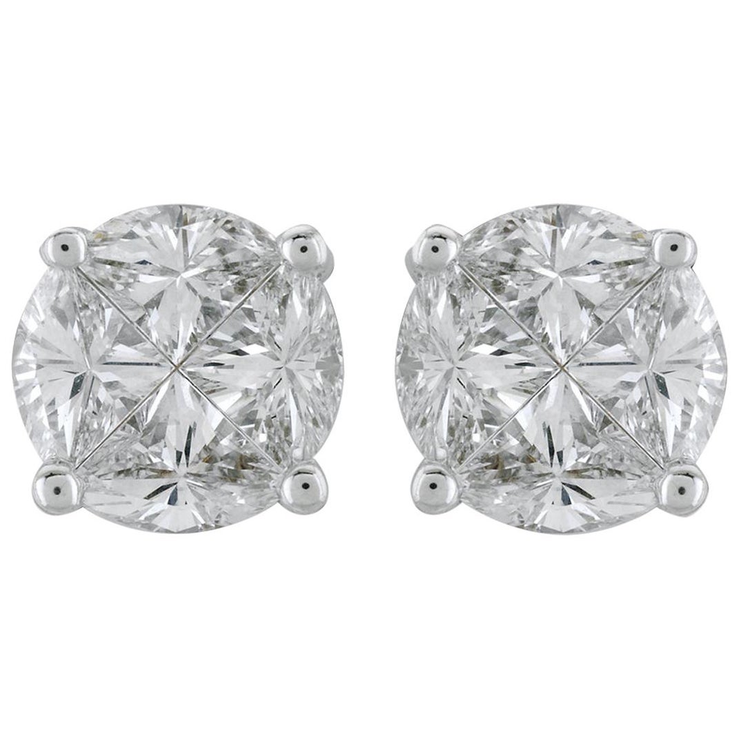 PANIM Signature Runder Illusion-Diamant-Ohrstecker aus 18 Karat Weißgold im Angebot