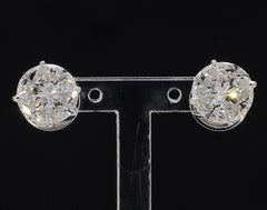 Pendientes de oro blanco de 18 quilates con diamante redondo ilusión Panim Signature