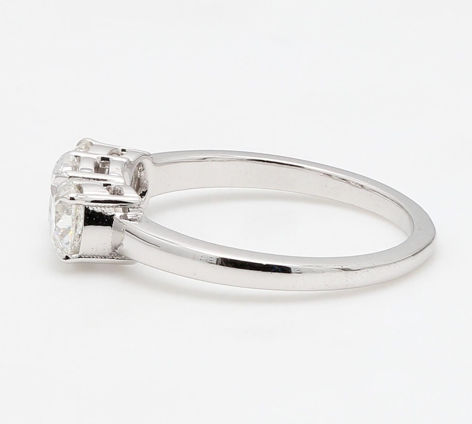 Modern PANIM Three Piece Old Mine Cut Diamond 18k White Gold Ring For Sale