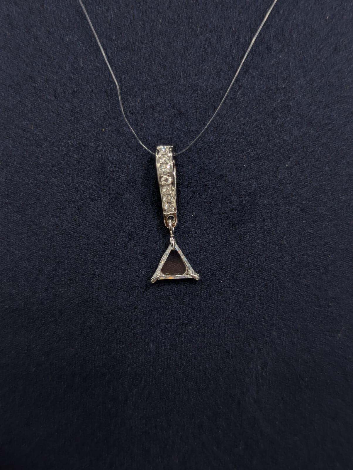 Portrait Cut PANIM Triangle Portrait cut Diamond Pendent in 18K White Gold For Sale