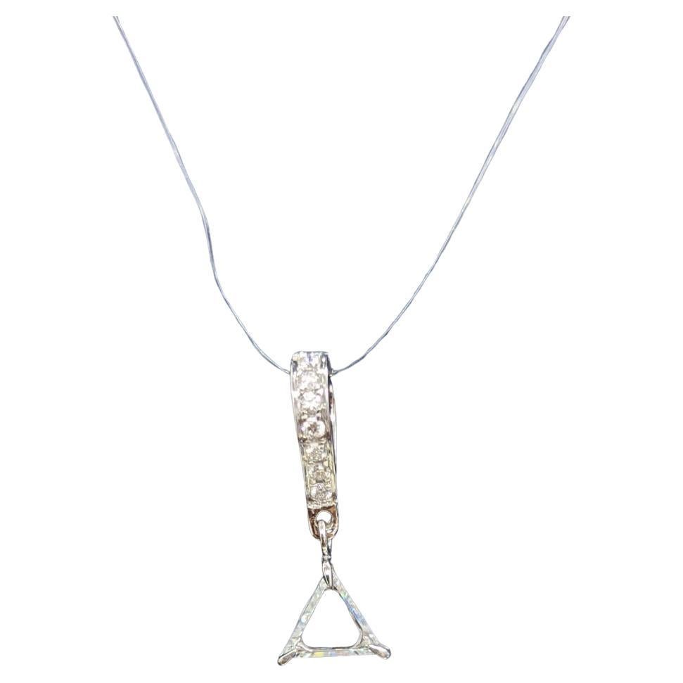 PANIM Triangle Portrait cut Diamond Pendent in 18K White Gold For Sale