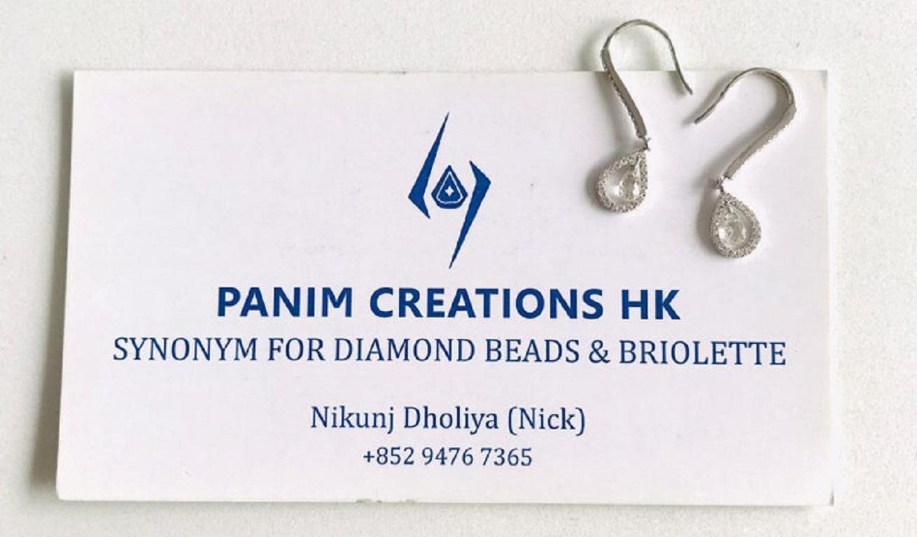 PANIM Trinity Cluster Diamond Briolette Dangling Ring 18 Karat Gold For Sale 7