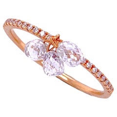 PANIM Bague pendante en or 18 carats avec briolette de diamants en forme de trinité