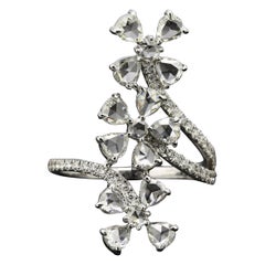 PANIM Trio Floral Diamond Rosecut Ring in 18 Karat White Gold