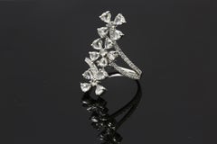 PANIM Trio Floral Diamond Rosecut Ring in 18 Karat White Gold