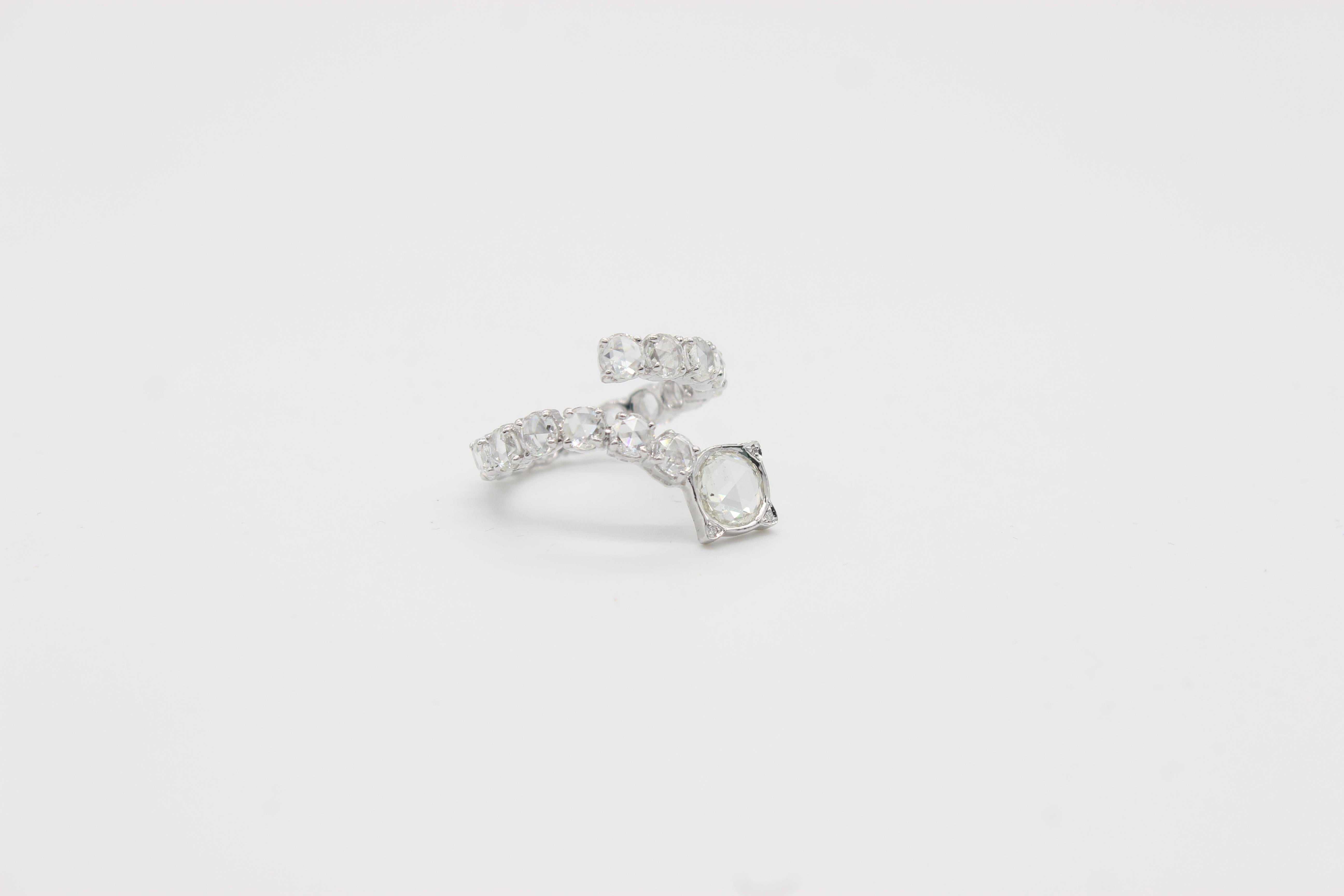 Modern PANIM Serpenti Rosecut Diamond Ring in 18K White Gold For Sale