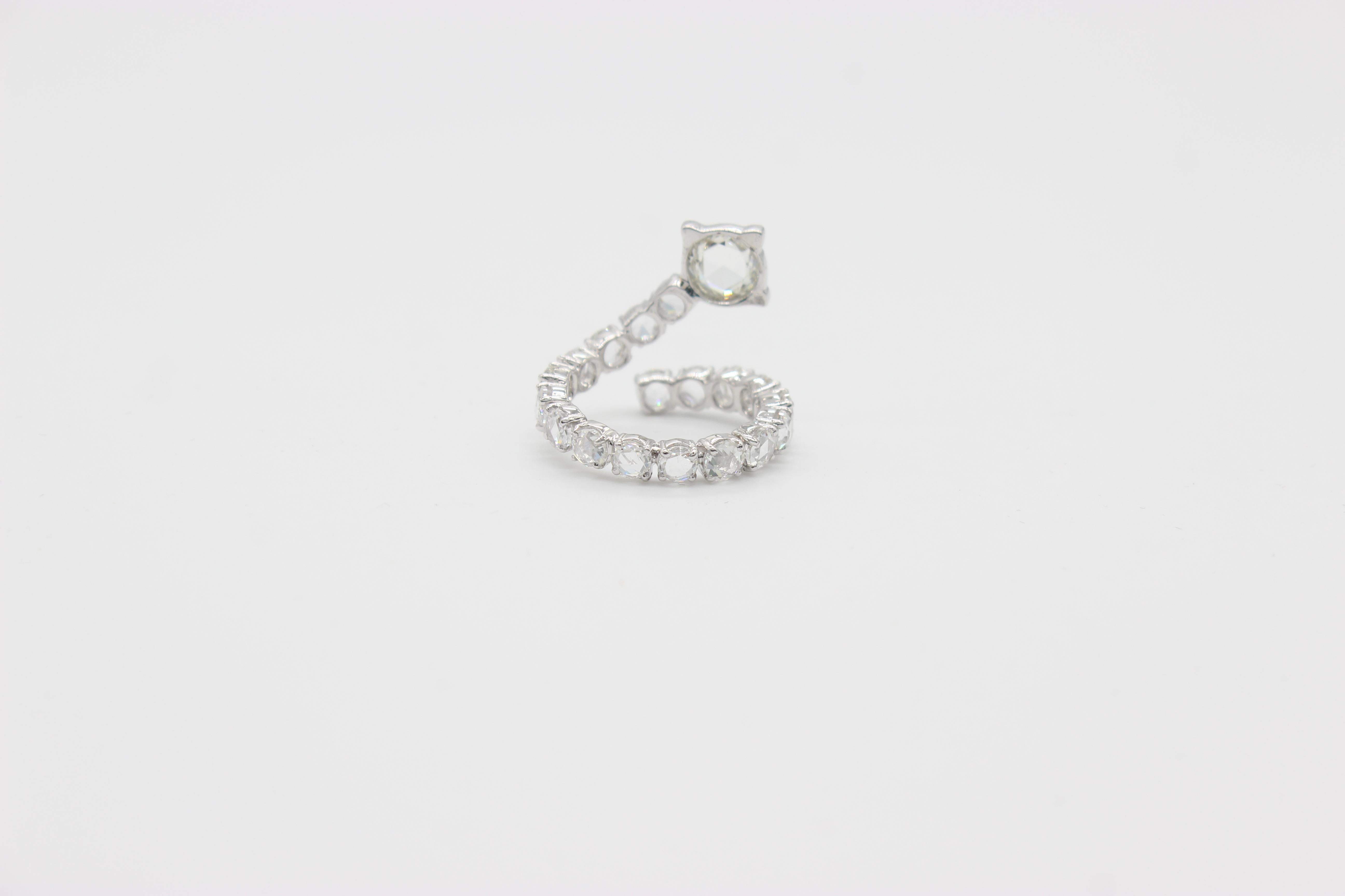 PANIM Serpenti Rosecut Diamond Ring in 18K White Gold For Sale 1