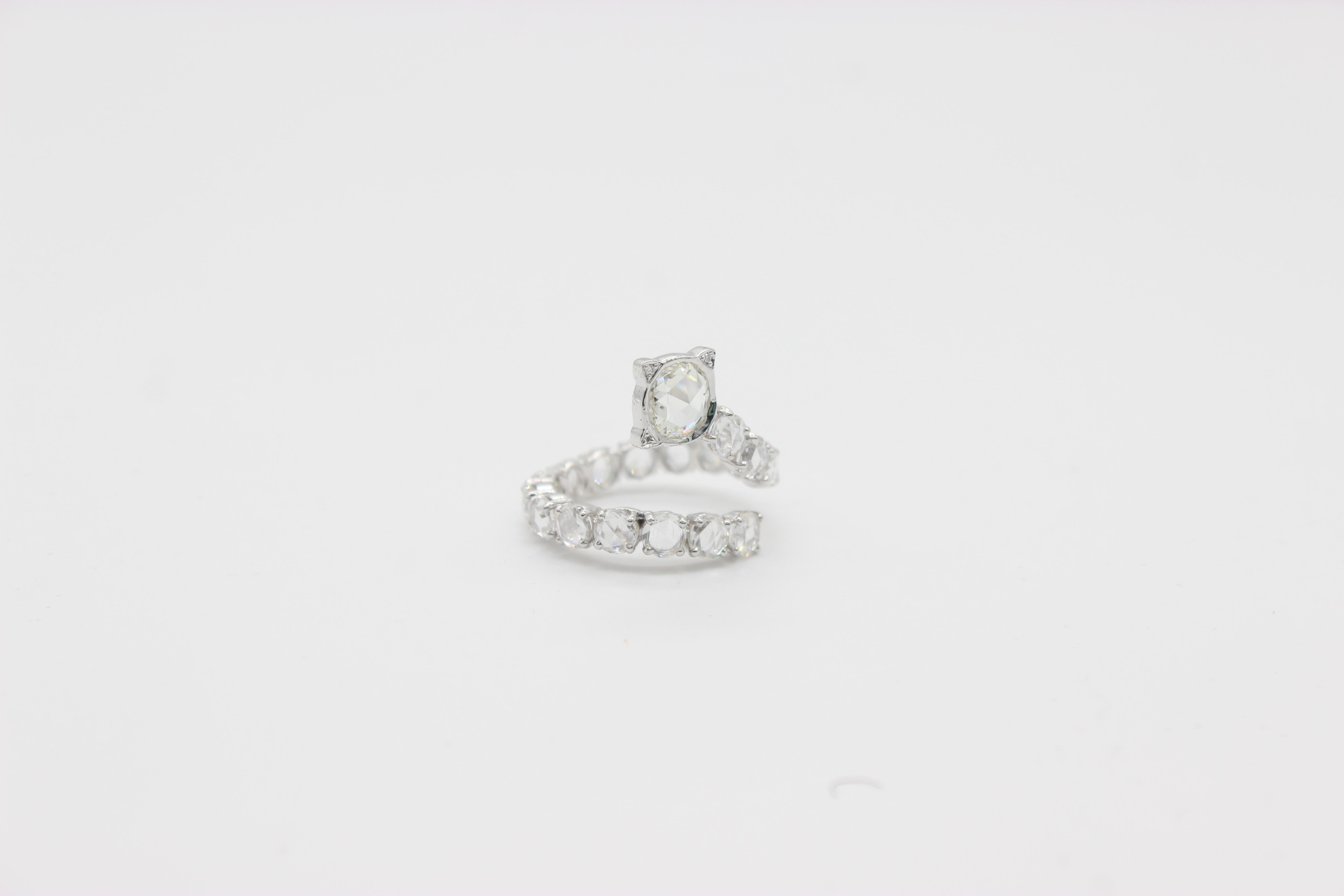 PANIM Serpenti Rosecut Diamond Ring in 18K White Gold For Sale 3