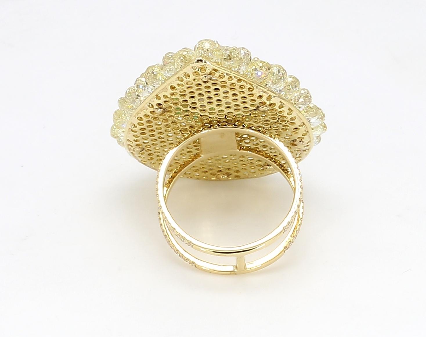 Briolette Cut PANIM Yellow Briolette & Pear Shape Illusion Diamond Ring in 18k Yellow Gold
