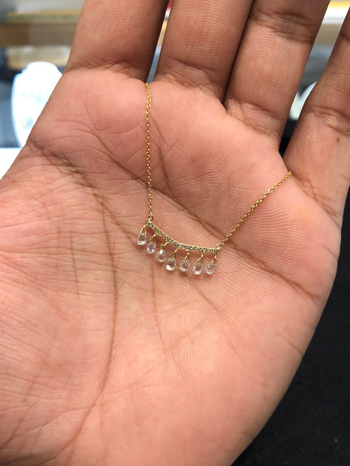 PANIM Yellow Gold Briolette Diamond Pendant Necklace For Sale 5