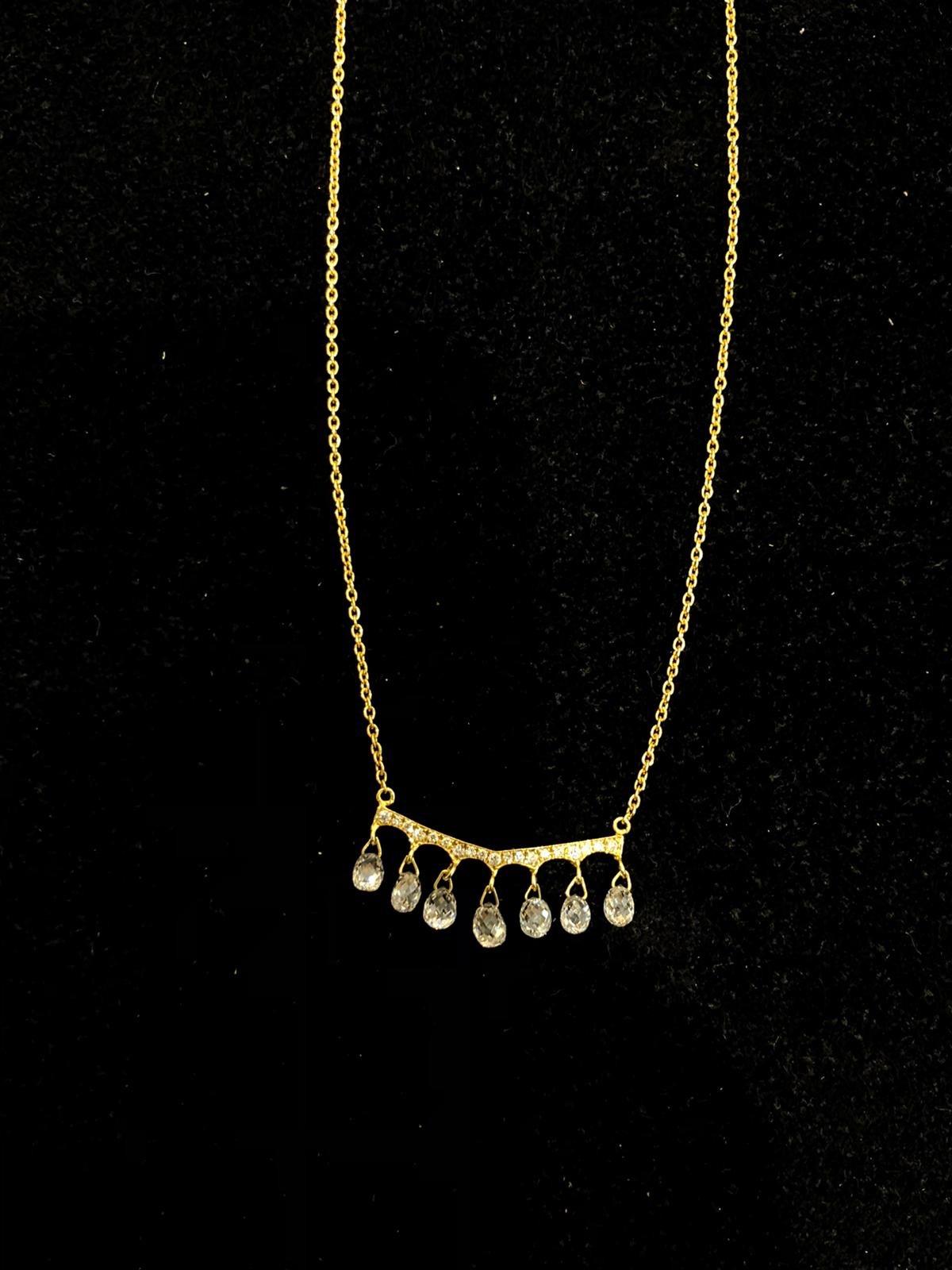 PANIM Yellow Gold Briolette Diamond Pendant Necklace For Sale 6