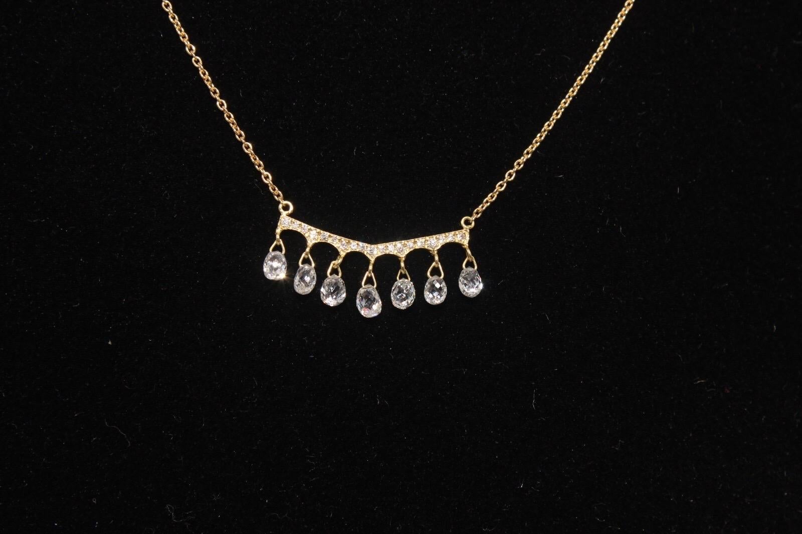 PANIM Yellow Gold Briolette Diamond Pendant Necklace For Sale 7