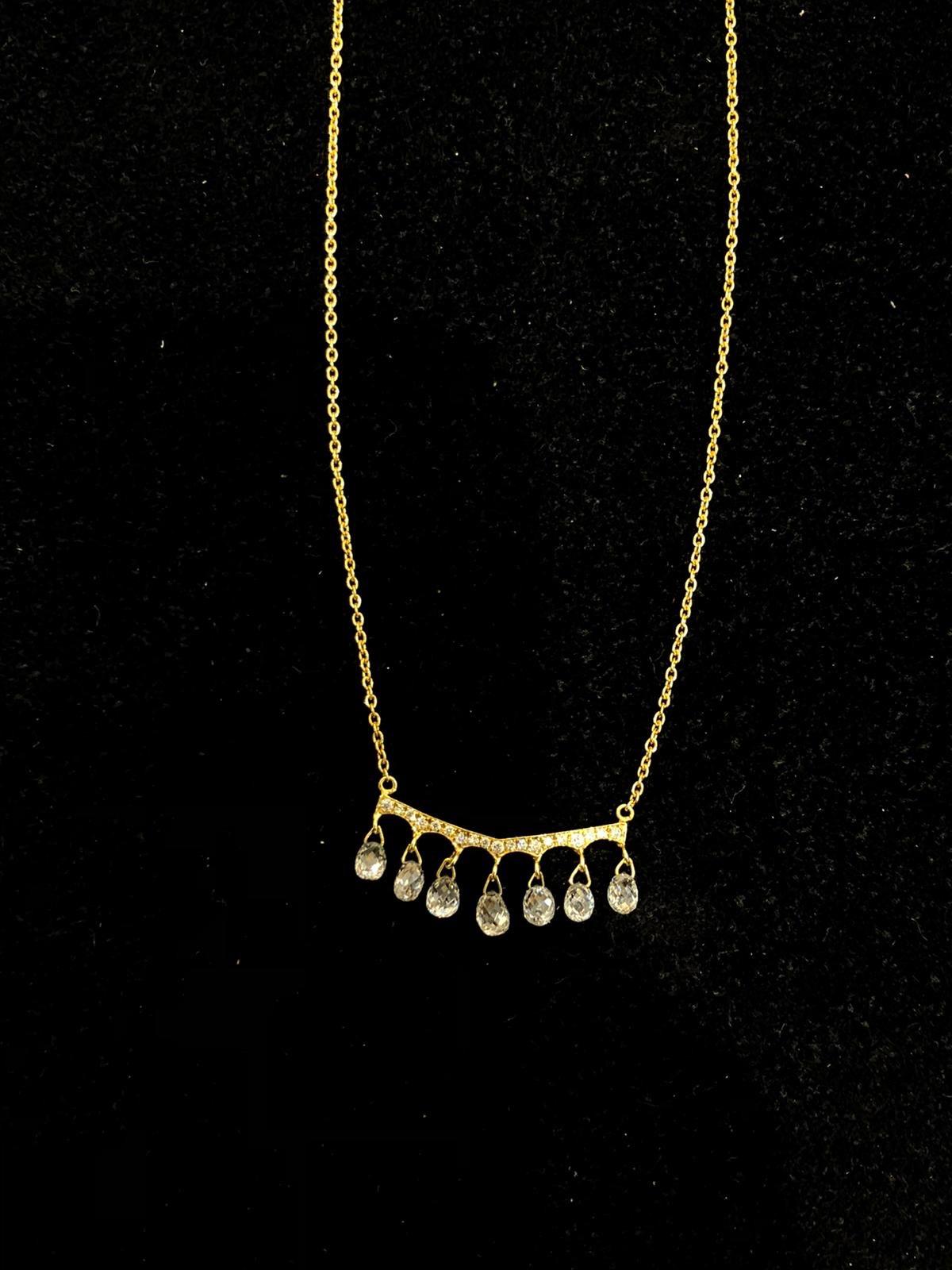 Briolette Cut PANIM Yellow Gold Briolette Diamond Pendant Necklace For Sale
