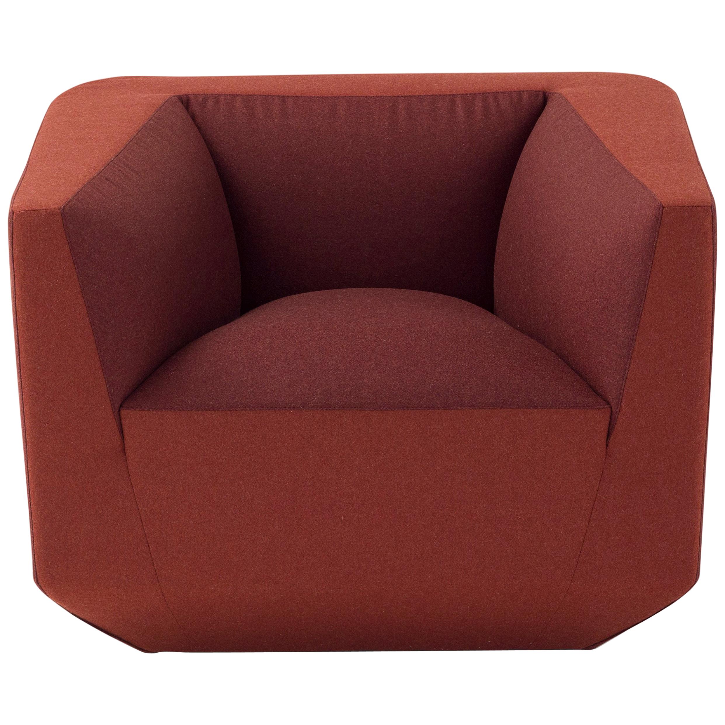 Panis Armchair in Red Fabric by Emanuel Gargano & Anton Cristell For Sale