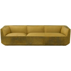 Panis Four-Seat Leather Sofa in Yellow by Emanuel Gargano & Anton Cristell
