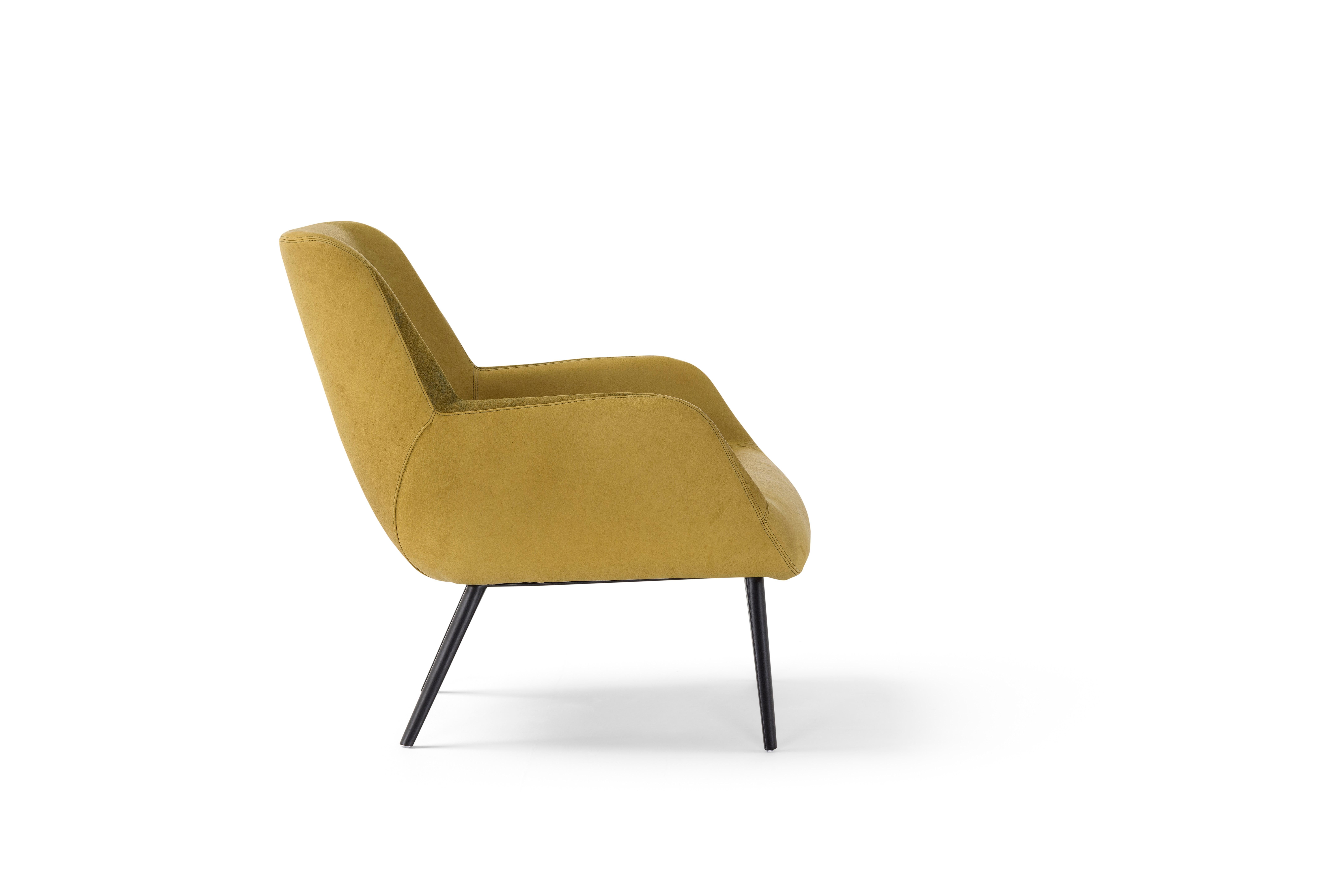 Hand-Crafted Panis Lounge in Yellow Melange Leather by Emanuel Gargano & Anton Cristell For Sale