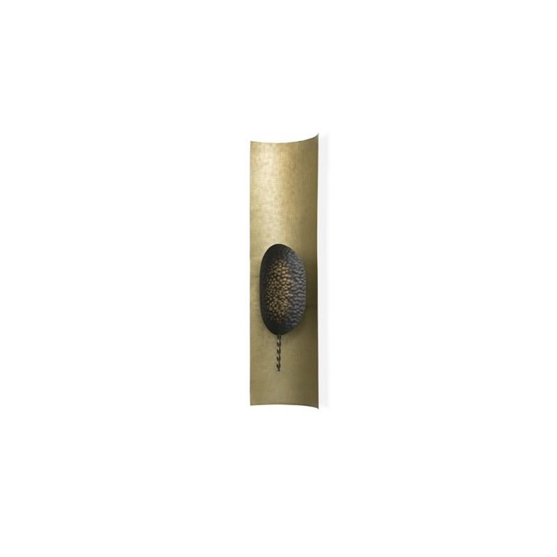 Portuguese Panji Wall Light with Hammered Brass Finish With Matte Varnish by Brabbu For Sale