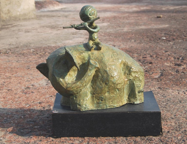Pankaj Panwar 2 works in bronze brown, green, bronze