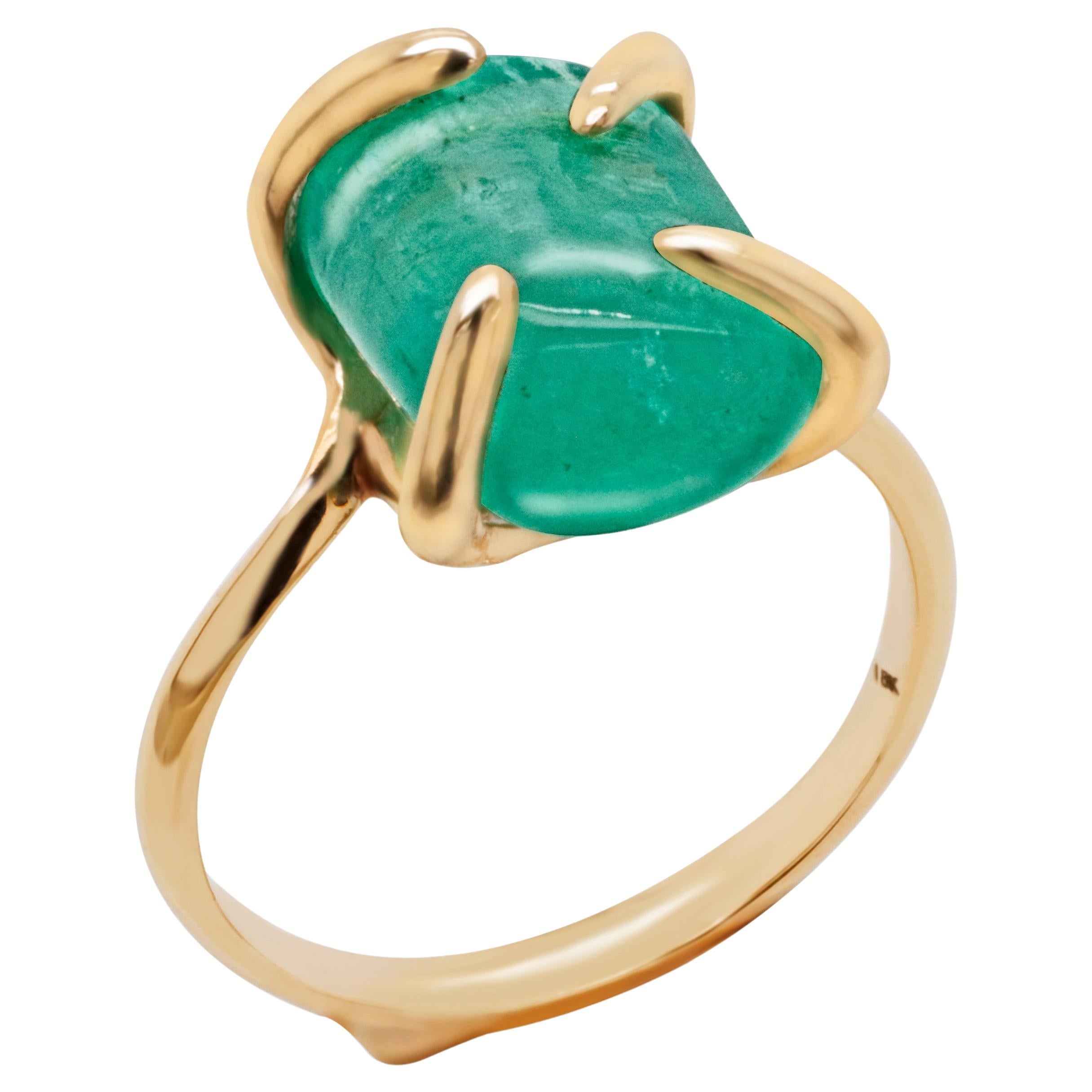 Panna Emerald 18K Gold Ring ICA Certified For Sale