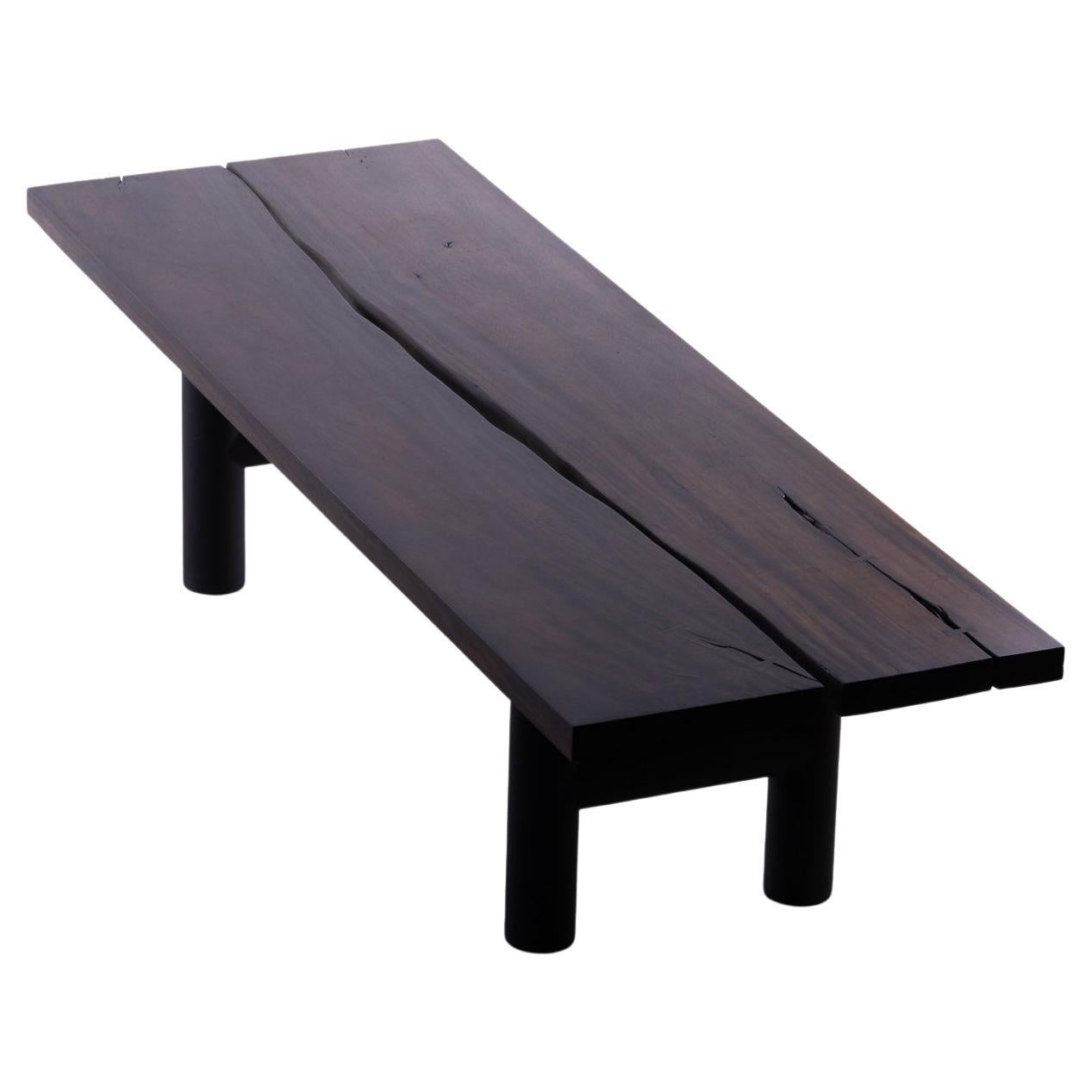 PANNA Table 300cm, Natural Dark wood top with powder coated iron leg