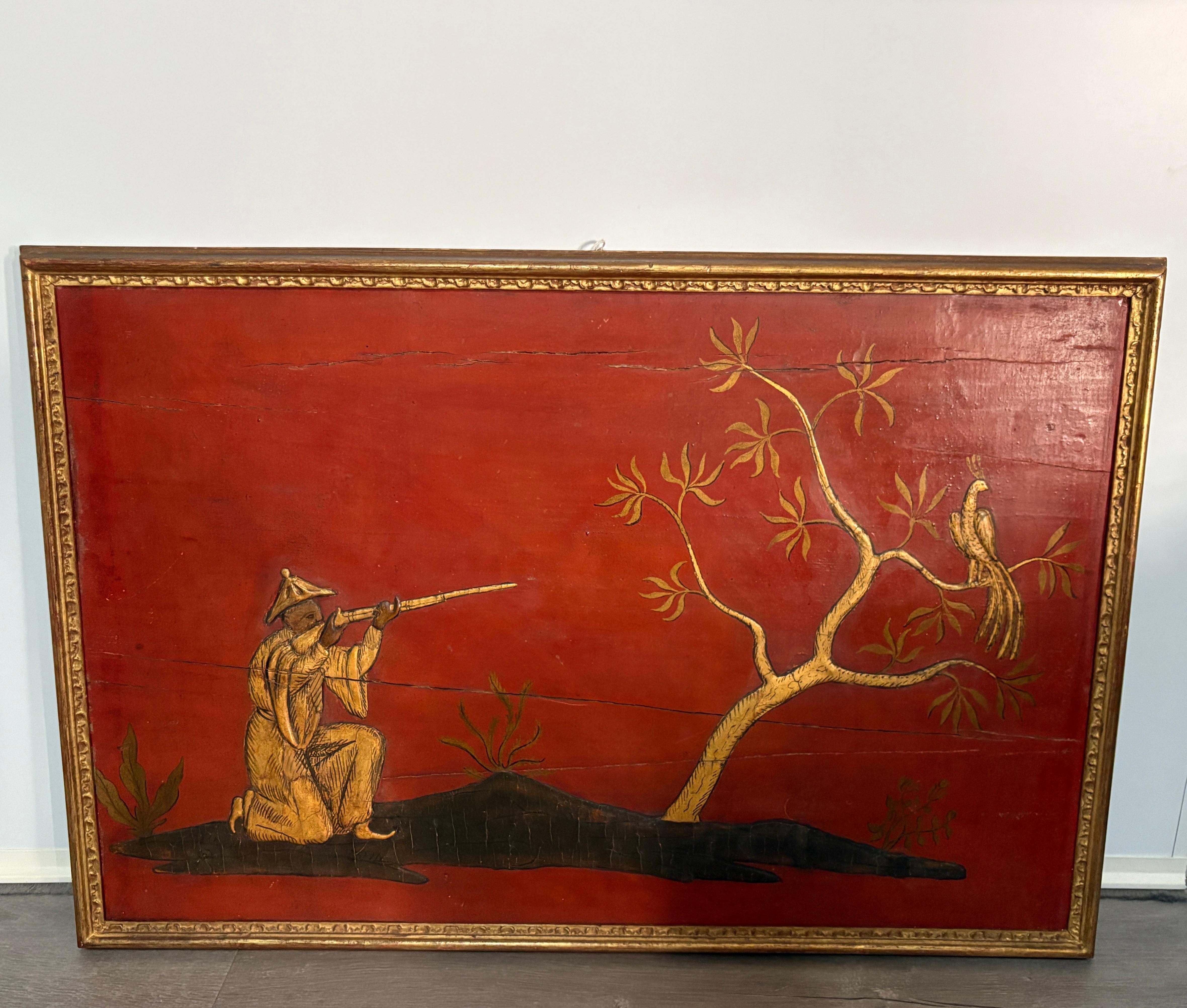 panneau en laque XVIIIe siècle (Gemalt) im Angebot