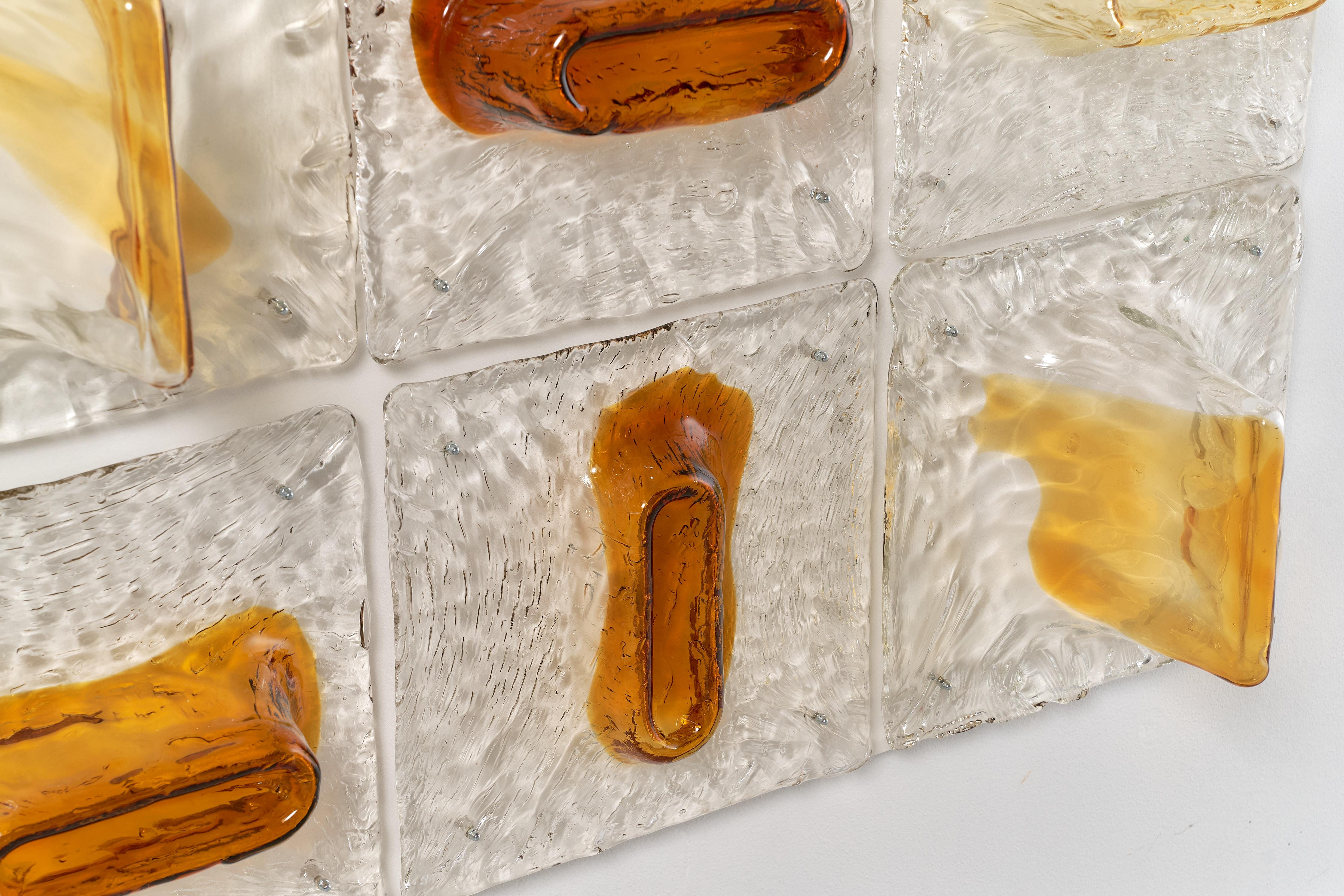 Glass 'Pannelli' Ceiling Lamps by Venini , Italy, 1970's For Sale