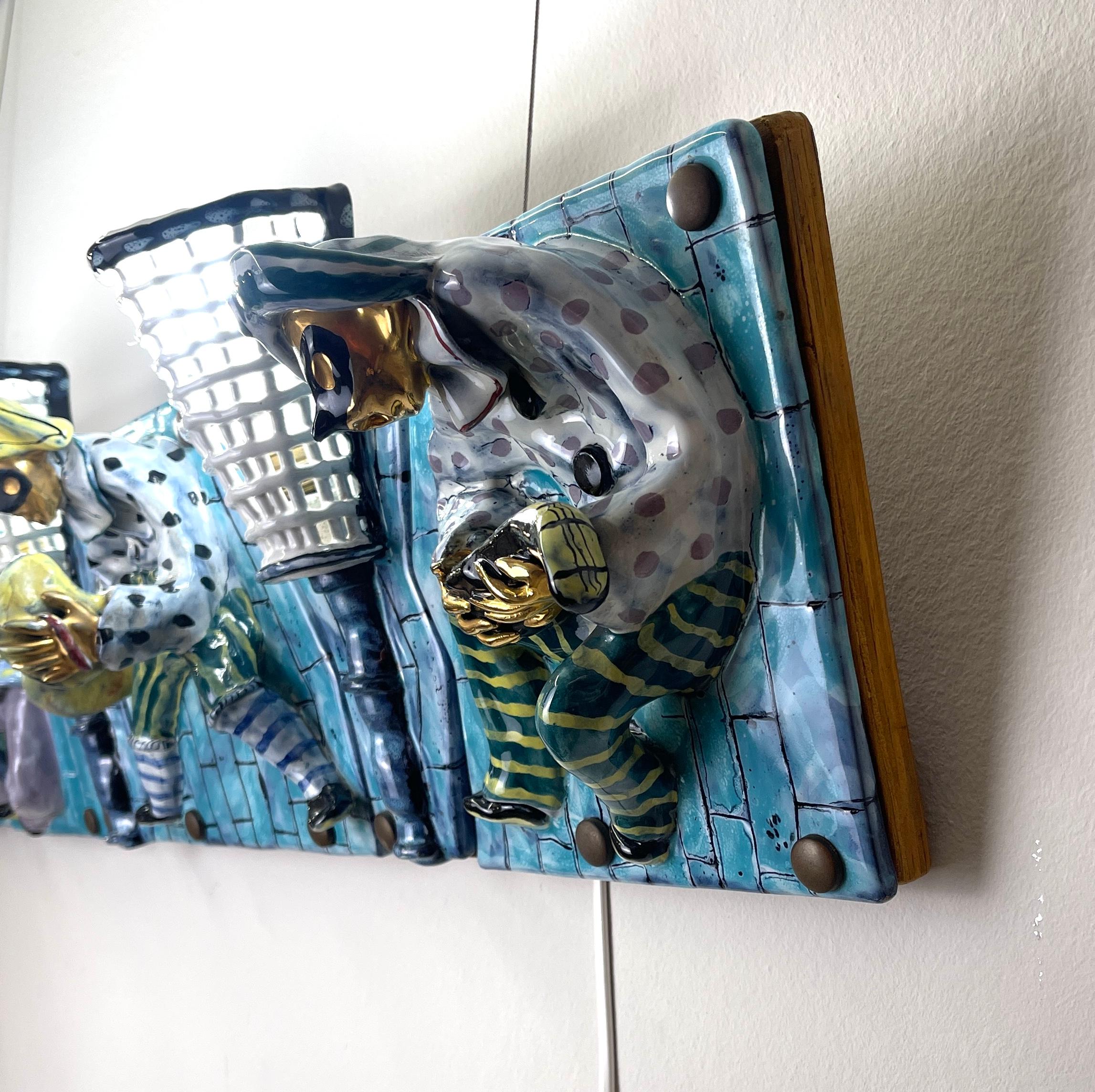 Panel con 7 azulejos y luces en cerámica San Polo, Italia, años 50 en venta 3