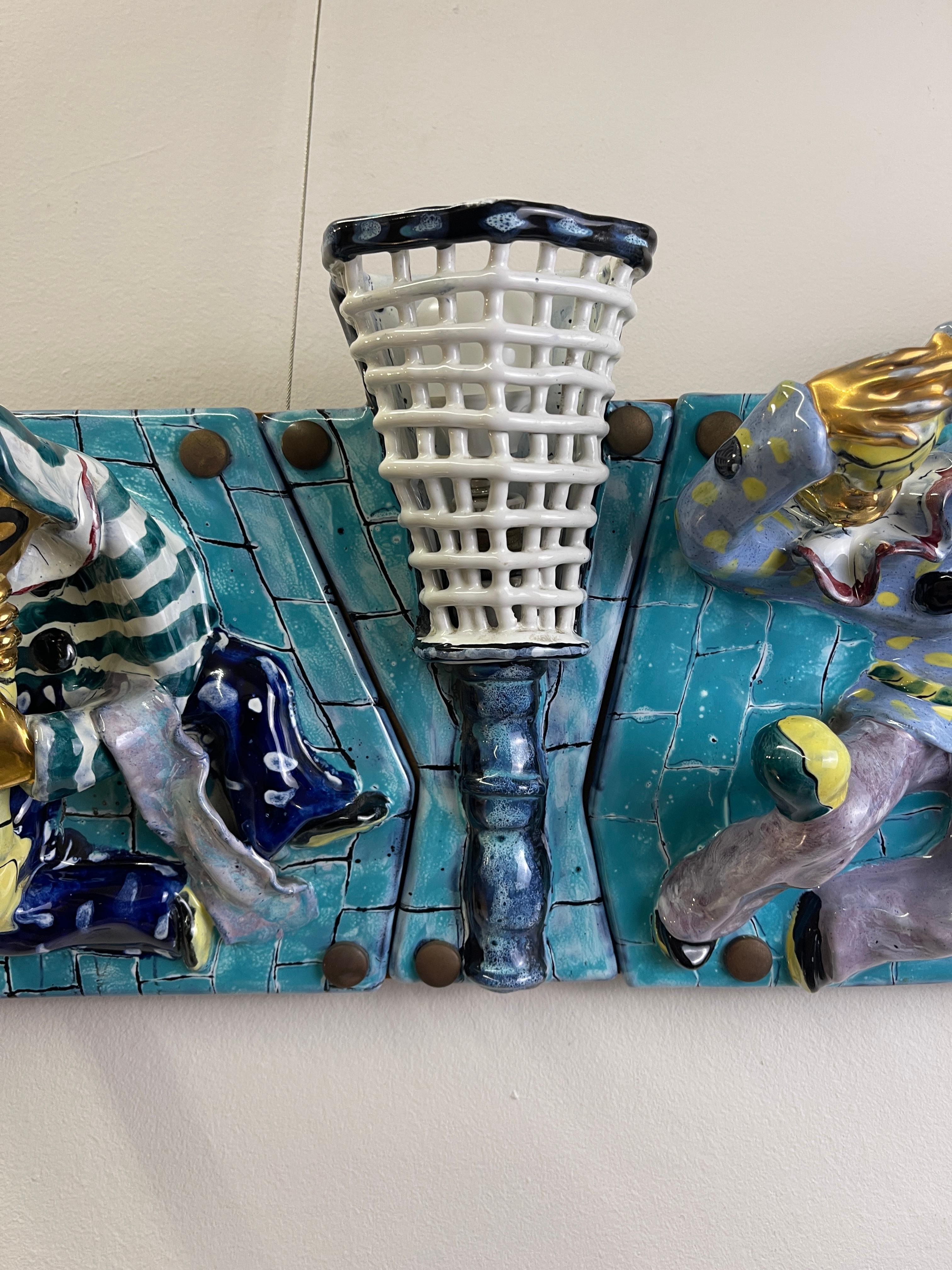 Panel con 7 azulejos y luces en cerámica San Polo, Italia, años 50 Otro en venta