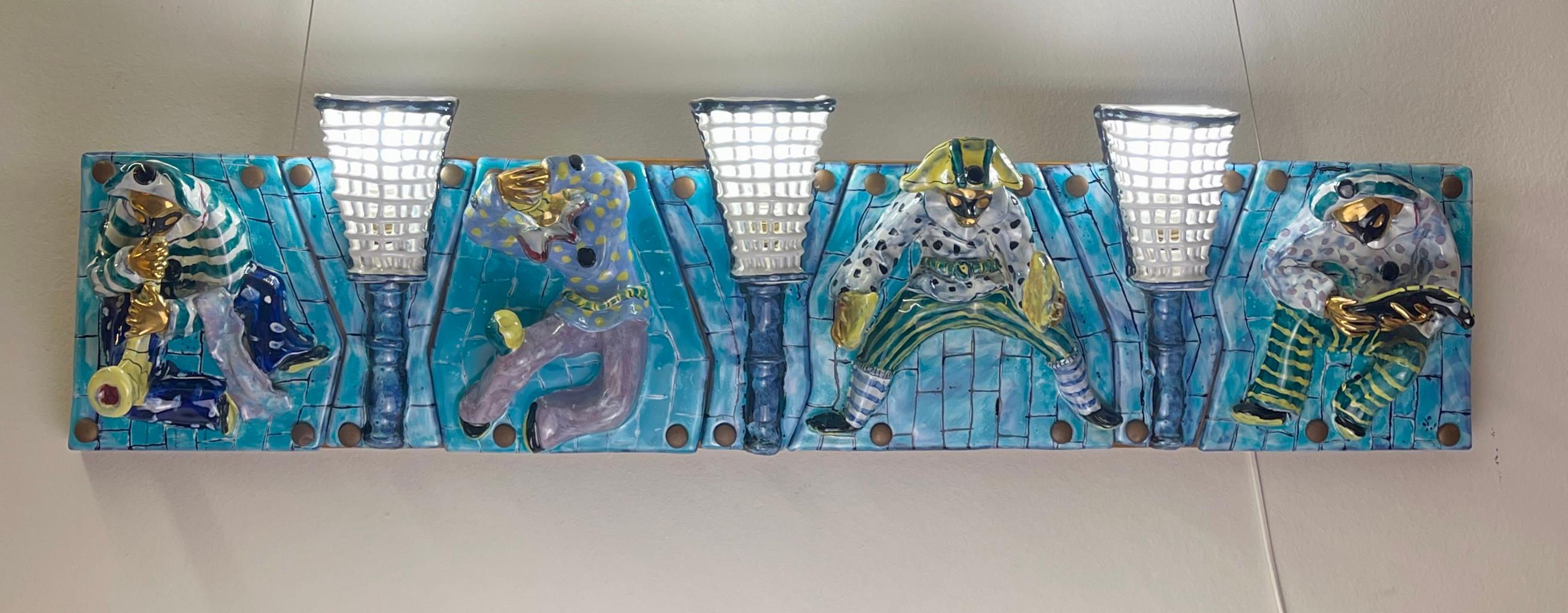 Panel con 7 azulejos y luces en cerámica San Polo, Italia, años 50 Cerámico en venta