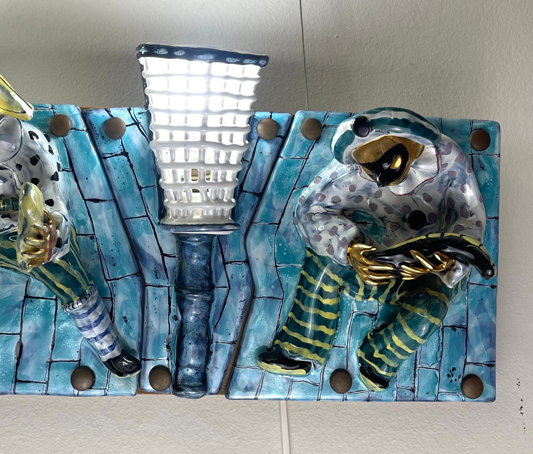 Panel con 7 azulejos y luces en cerámica San Polo, Italia, años 50 en venta 1