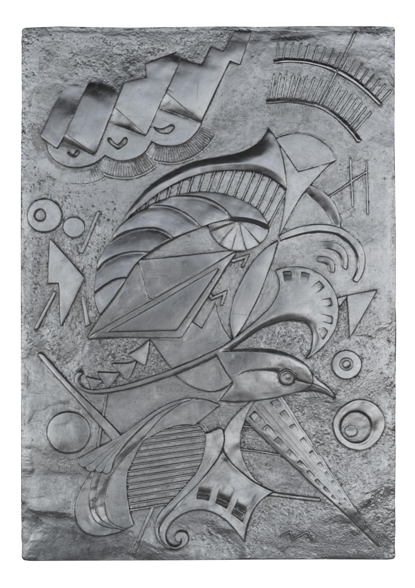Silberfarbenes Wandpaneel mit Flachrelief, handgefertigt in Italien von Cupioli (Handgefertigt) im Angebot