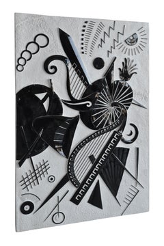 Pannello Parete Bassorilievo Bianco e Nero Fatto a Mano in Italia da Cupioli