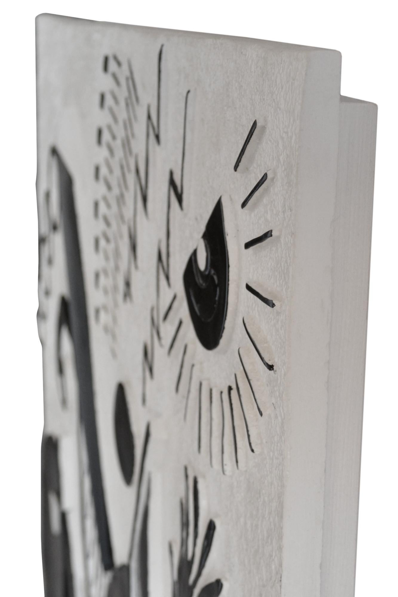 Italian Black and White Bas-relief Wall Panel Handmade in Italy by Cupioli For Sale