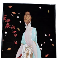 Pannello da parete velluto nero e decoro scagliola a rilievo fatto a mano Italia